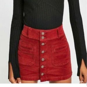 COPY - Free People red corduroy mini skirt